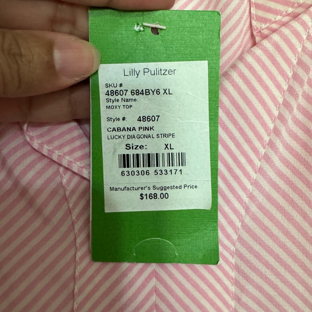 Lilly Pulitzer Silk Pink Puff Sleeve Blouse XL - Picture 6 of 10
